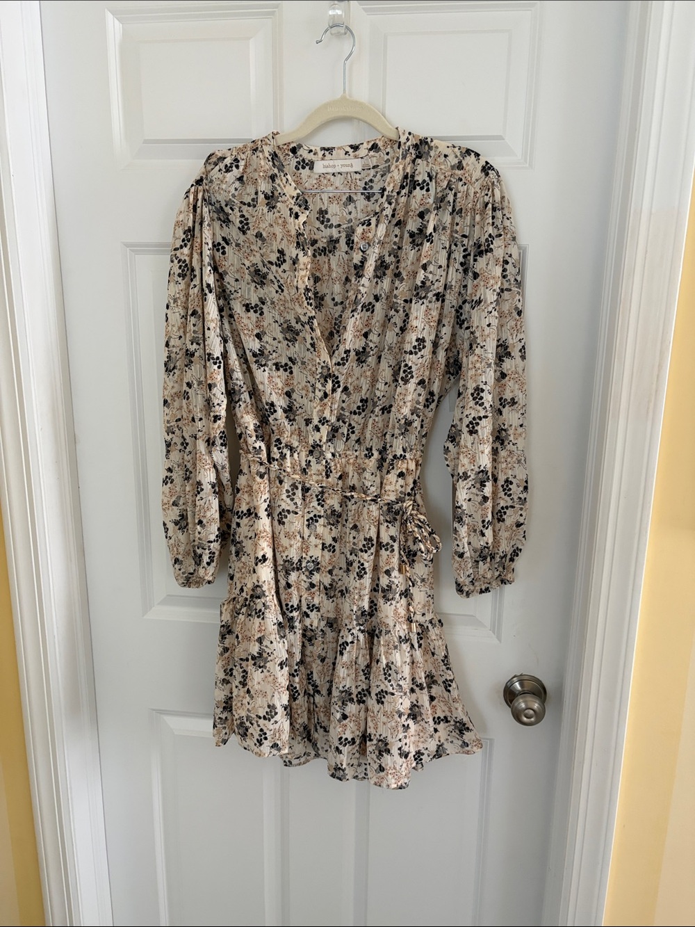 bishop + young Cream Floral Long Sleeve Wrap Dress